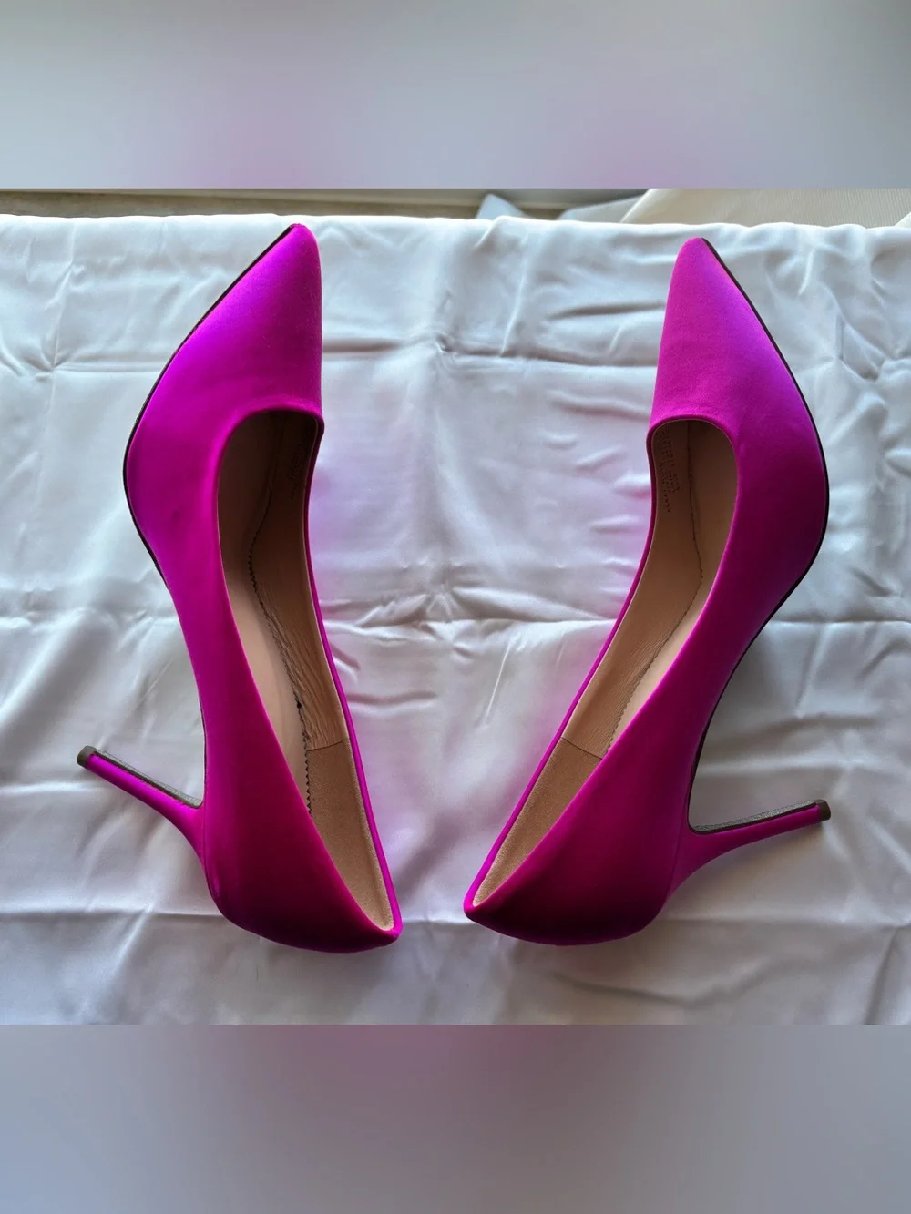 J. Crew Hot Pink Pointed Toe Pumps with Glitter Soles